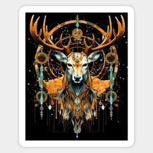 Elk Dream Catcher on a Dark Background Sticker